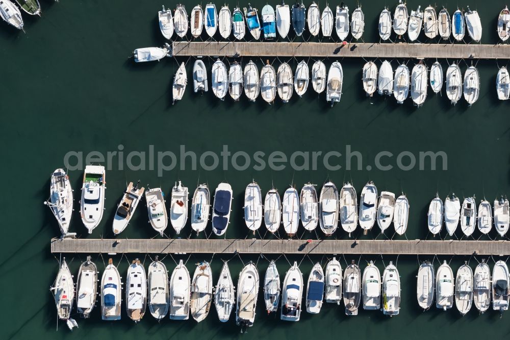 Vertical aerial photograph Andratx - Vertical aerial view from the satellite perspective of the marina in the district Port Andratx in Andratx in Balearic Islands, Mallorca, Spain