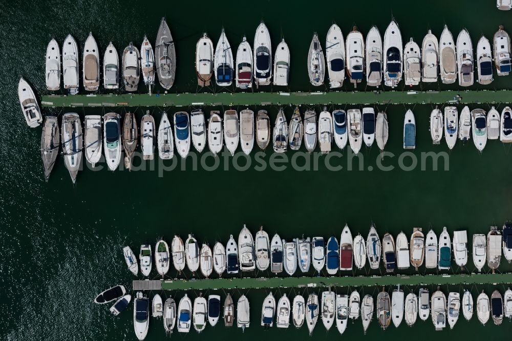 Vertical aerial photograph Andratx - Vertical aerial view from the satellite perspective of the marina in the district Port Andratx in Andratx in Balearic Islands, Mallorca, Spain